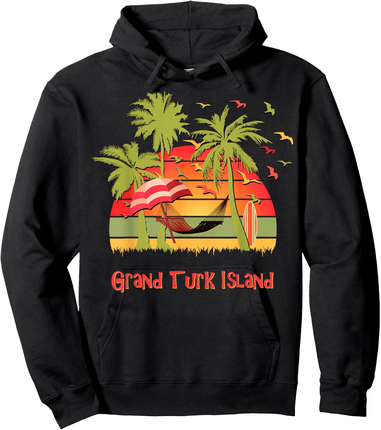 Grand Turk Island Tropical Beach Hammock Sunset Women Kids Hoodie - Hoodie | Black