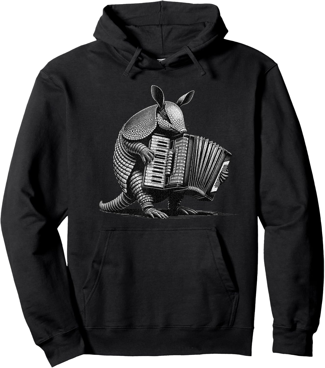 Armadillo playing the accordion, Funny Animals, Musicians Hoodie - Hoodie | Black