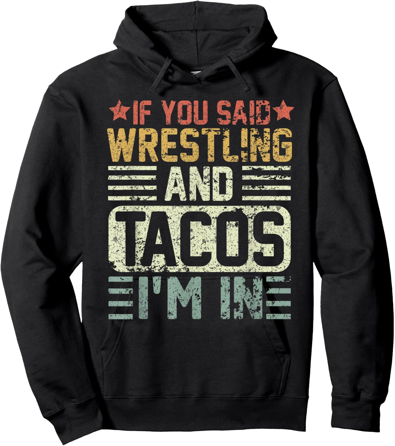 Vintage Funny Wrestling And Tacos Novelty Sports Hoodie - Hoodie | Black