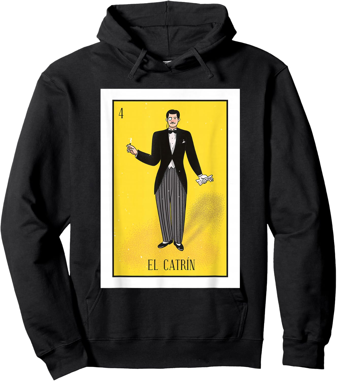 El Catrin Lottery Gift The Gentleman Card Mexican Lottery Hoodie - Hoodie | Black