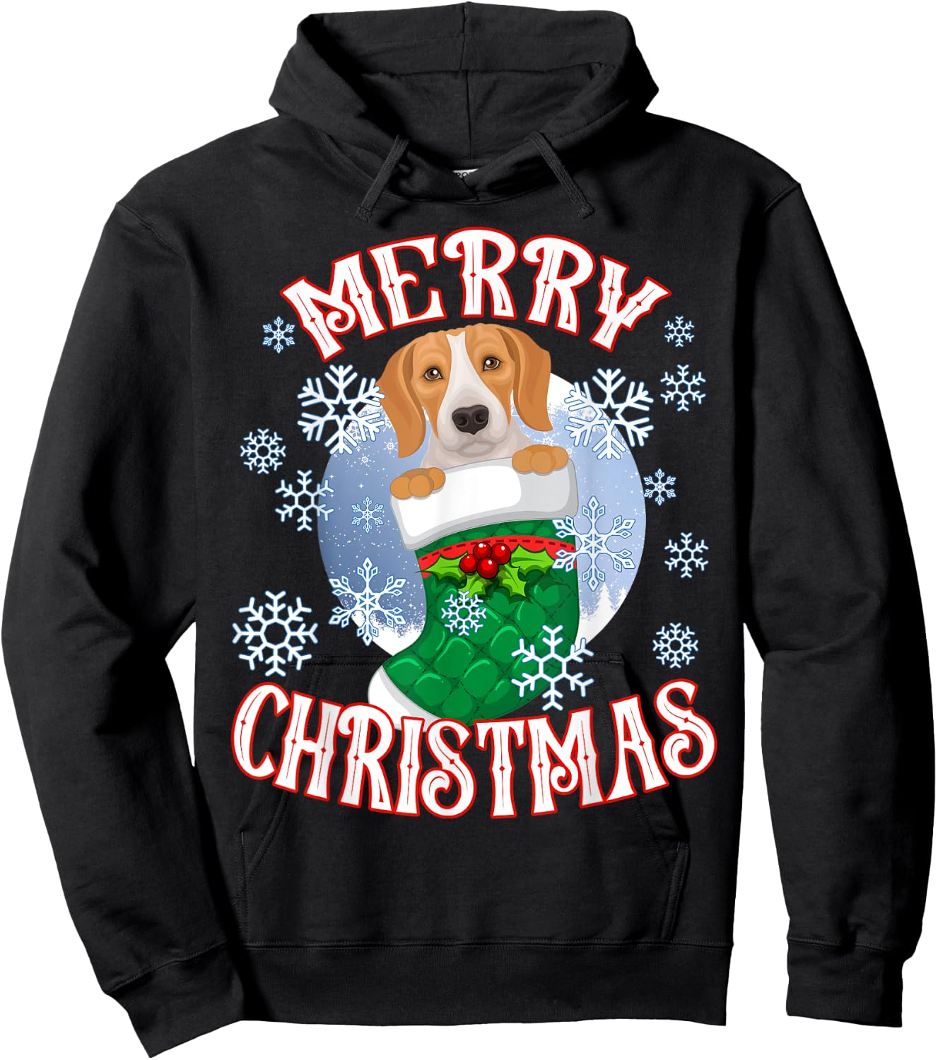 Beagle Cute Dog In A Christmas Stocking Stuffer Women Kids Hoodie - Hoodie | Black
