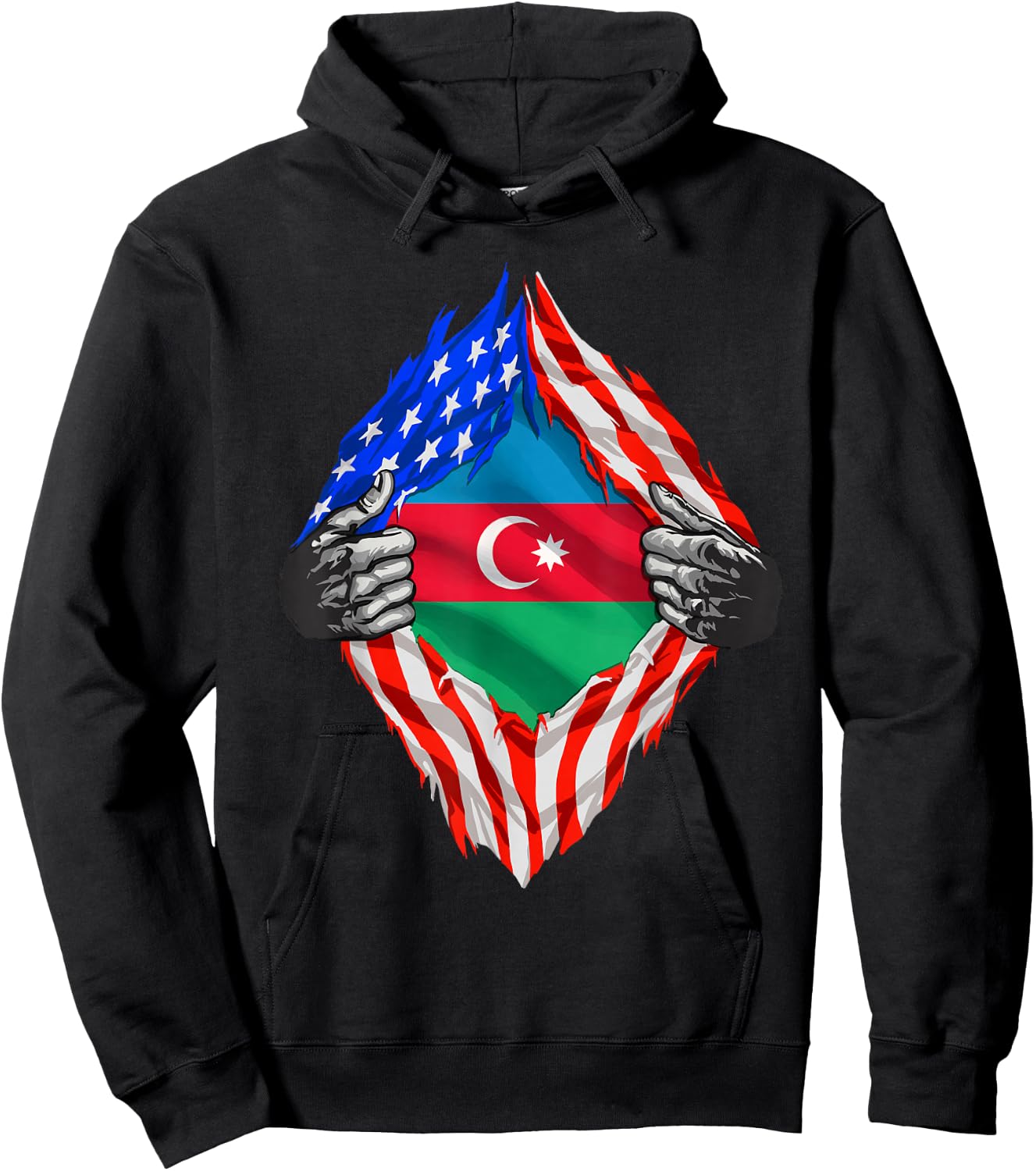 Azerbaijan Shirt USA Azerbaijan Flag Azerbaijani Roots Hoodie - Hoodie | Black