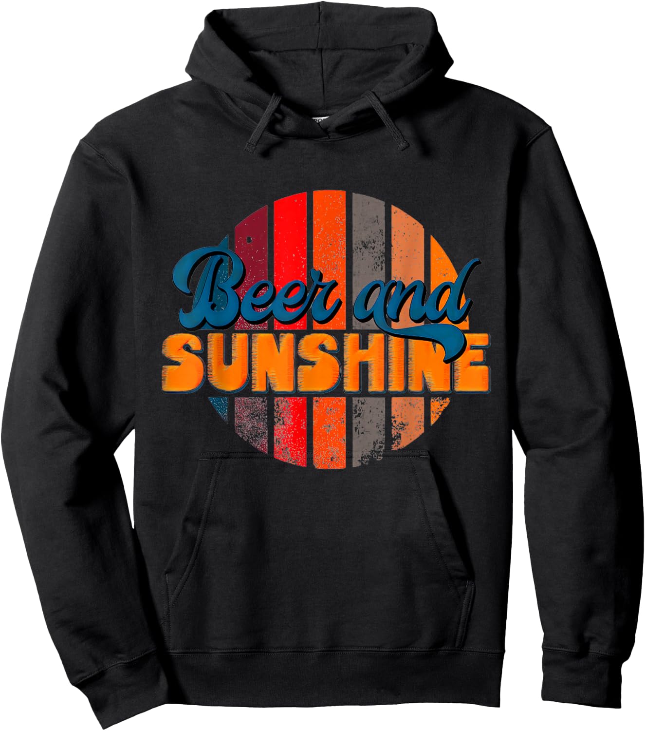 Funny Summer Vacation Beers and Sunshine Retro Beach Hoodie - Hoodie | Black