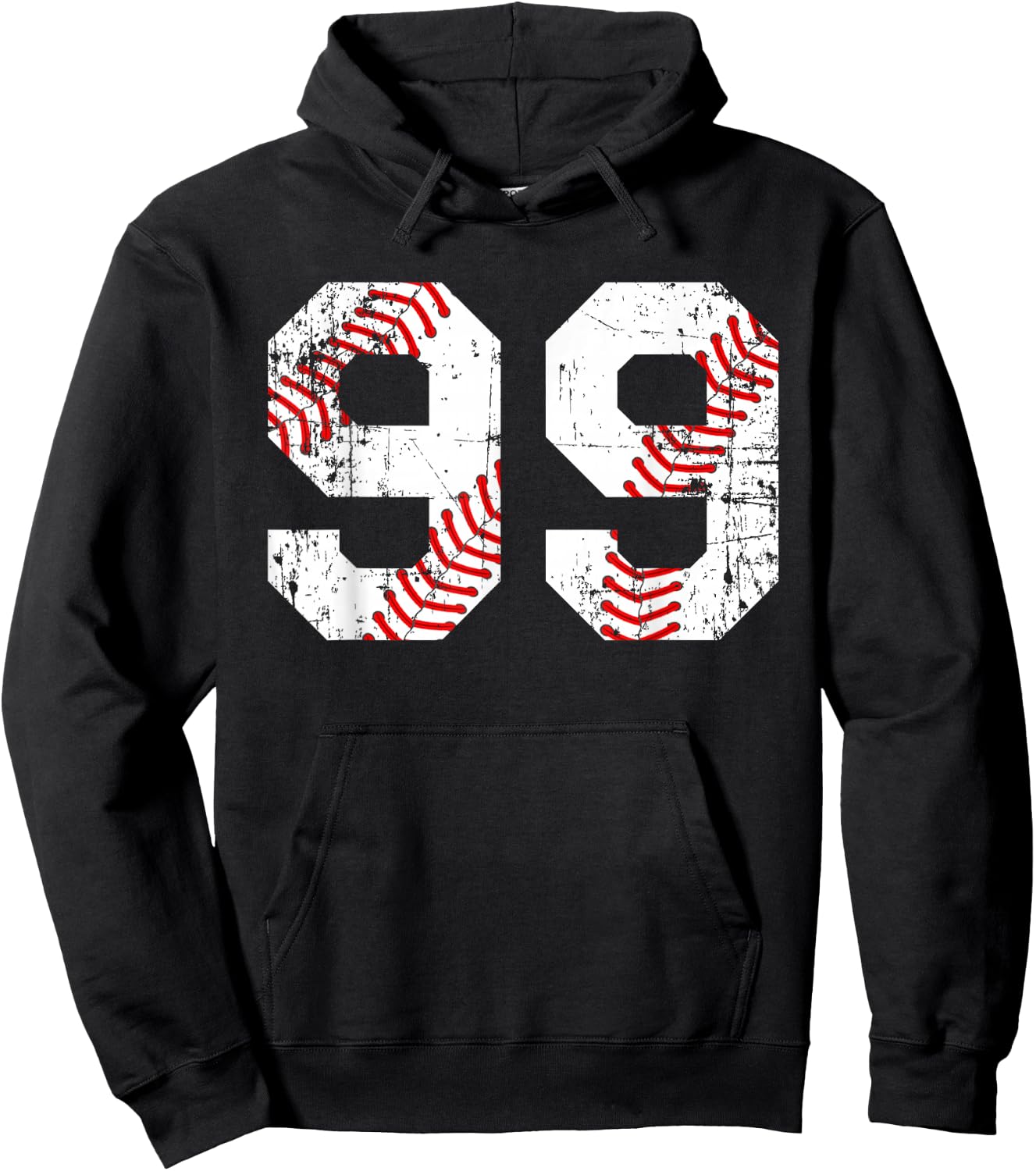Vintage Baseball 99 Jersey Number Hoodie - Hoodie | Black