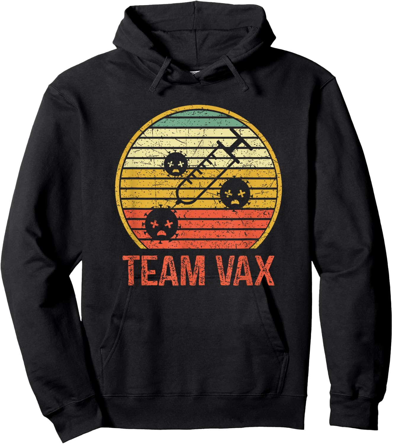 Team Vax Vaccination Retro Vintage Pro Vaccine Hoodie - Hoodie | Black