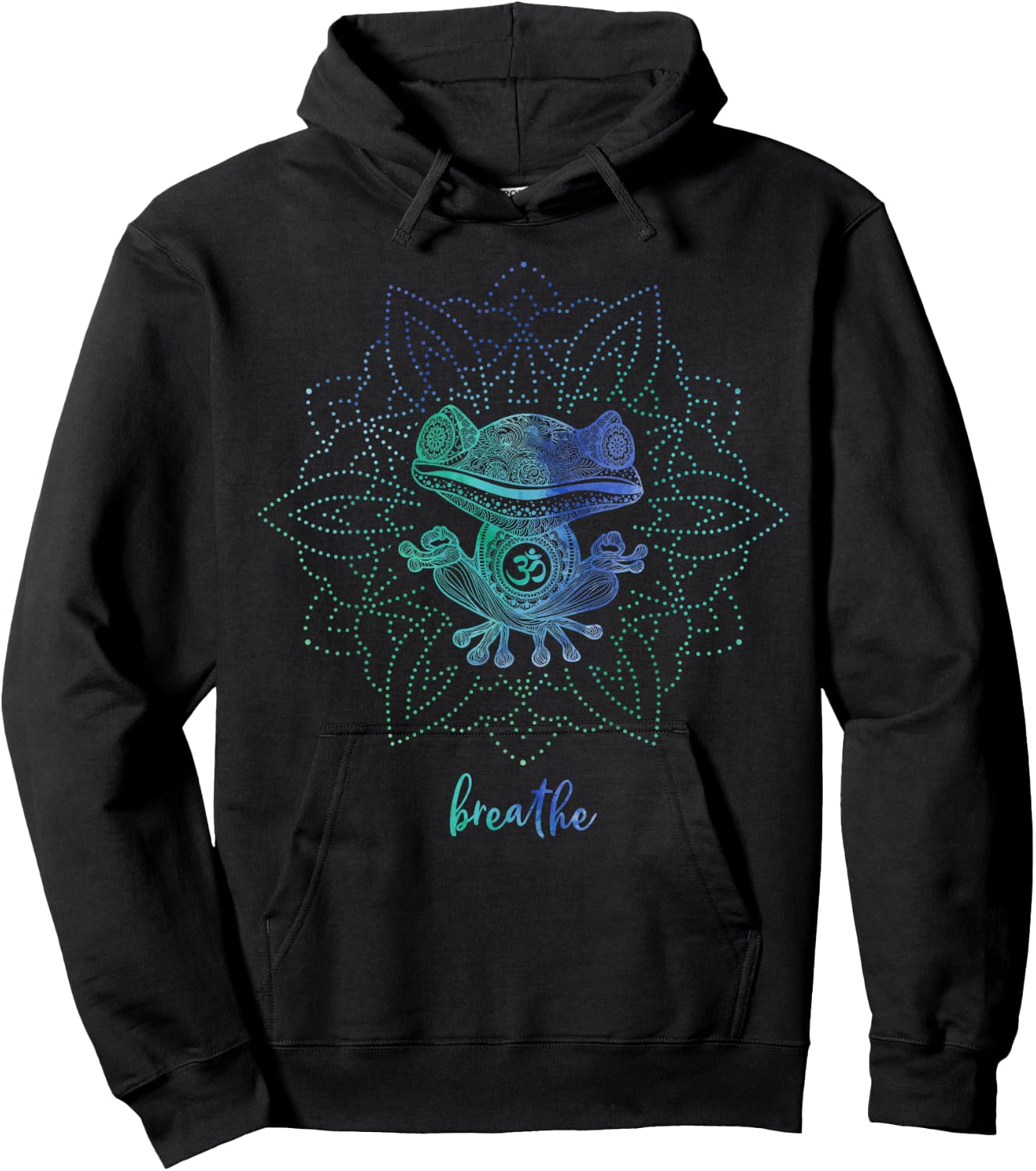 Om Zen Yoga Animal Spiritual Pose Relax Meditating Frog Hoodie - Hoodie | Black