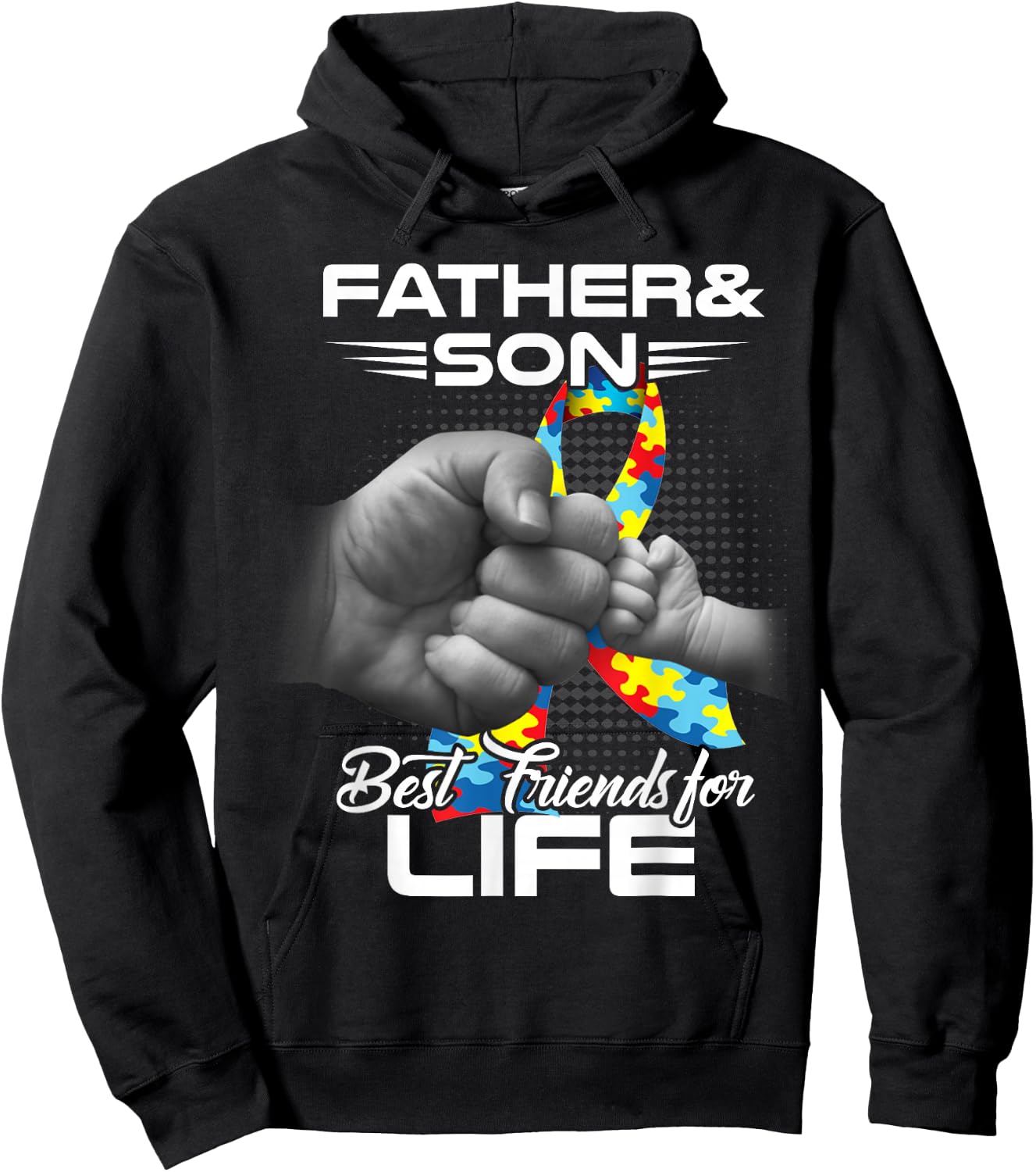Autism Dad Father & Son Best Friends for Life Matching gift Hoodie - Hoodie | Black