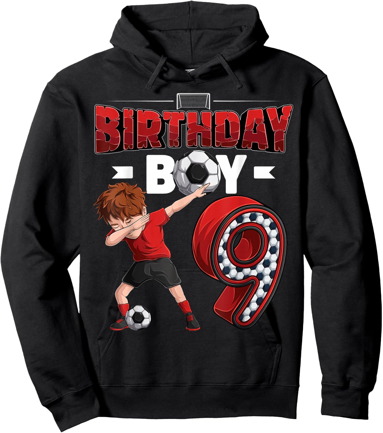 Dabbing boy 9 Year Old Soccer Player 9th Birthday Party Hoodie - Hoodie | Black