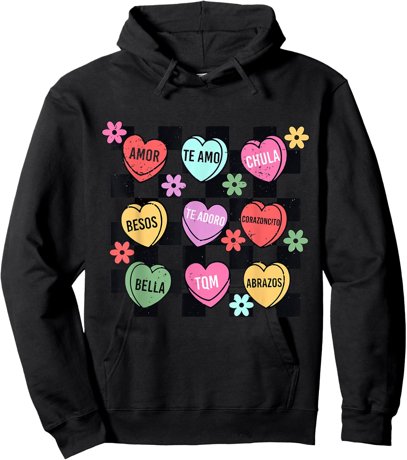 Spanish Valentine Conversation Hearts Feliz San Valentín Hoodie - Hoodie | Black