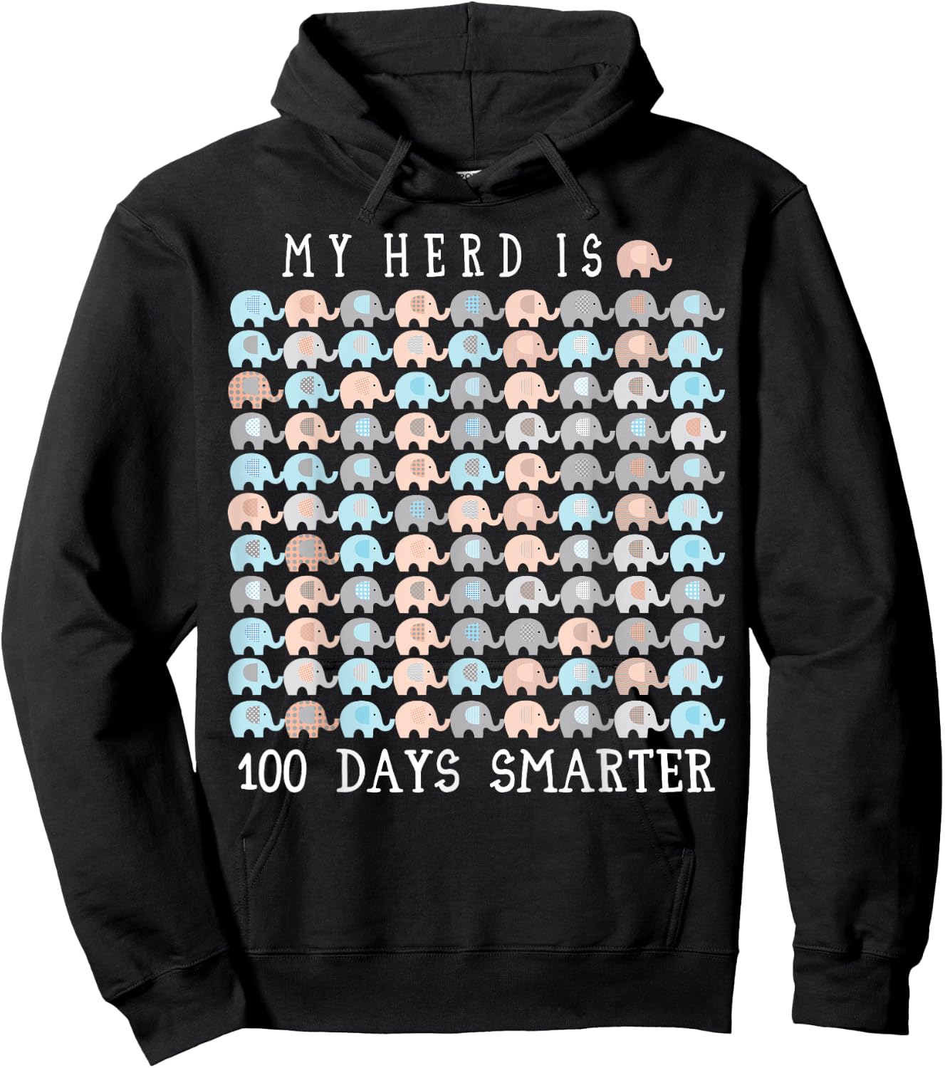 100 Days OF School Elephant Teacher Zoo Themed Hoodie - Hoodie | Black
