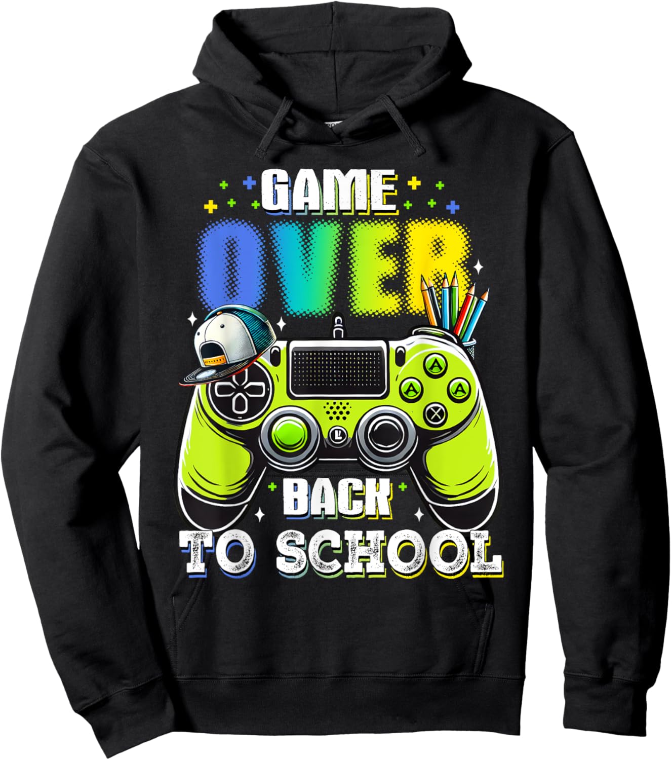 Back To School For Boy Kids Game Over Back To School Funny Hoodie - Hoodie | Black