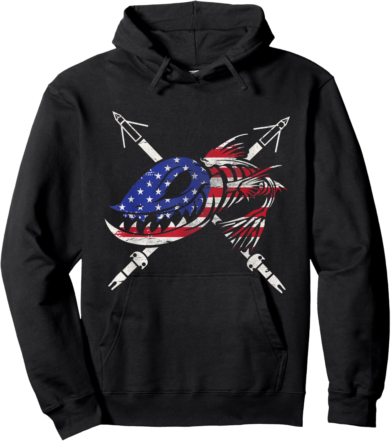 Bowfishing freedom flag USA vintage Great Gift Hoodie - Hoodie | Black