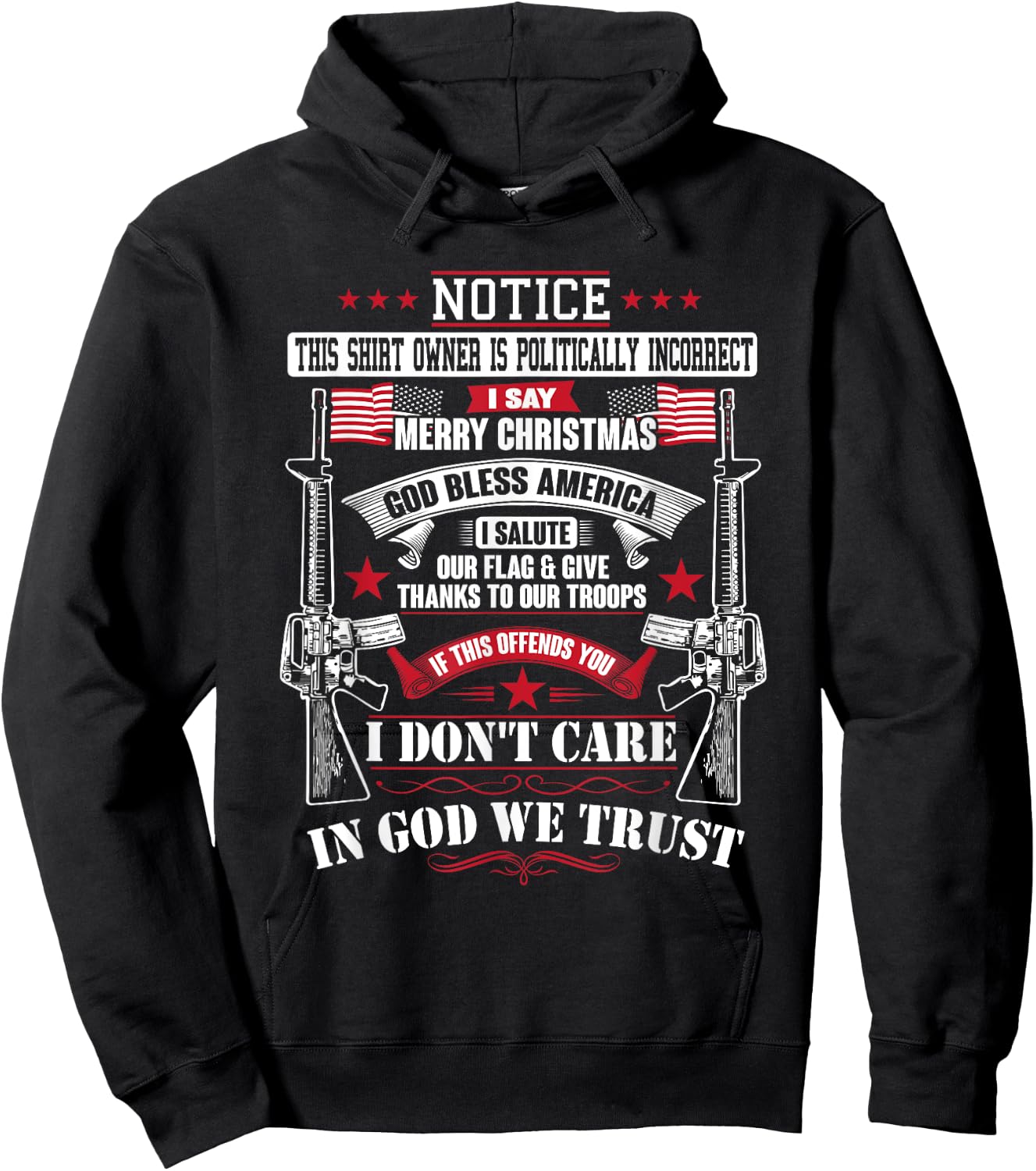 American Conservative God Bless America Country Hoodie - Hoodie | Black