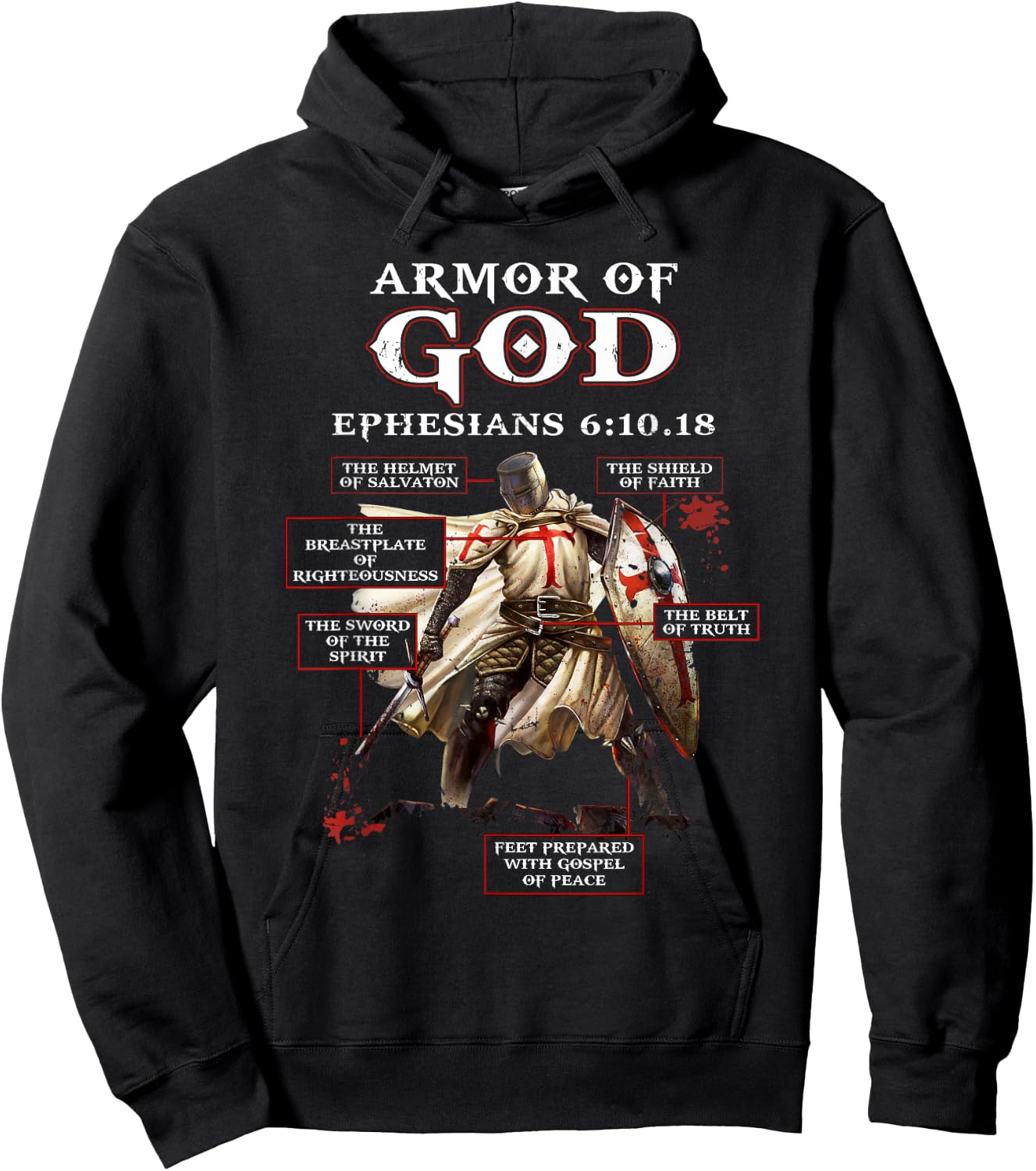 Armor Of God Knight Templar Hoodie - Hoodie | Black