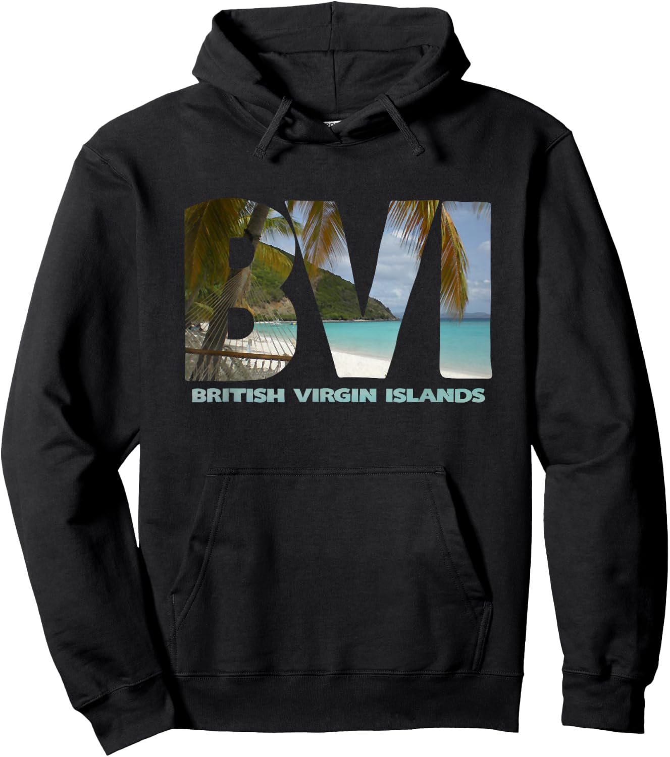 British Virgin Islands BVI Souvenir Beach & Palm Trees Hoodie - Hoodie | Black
