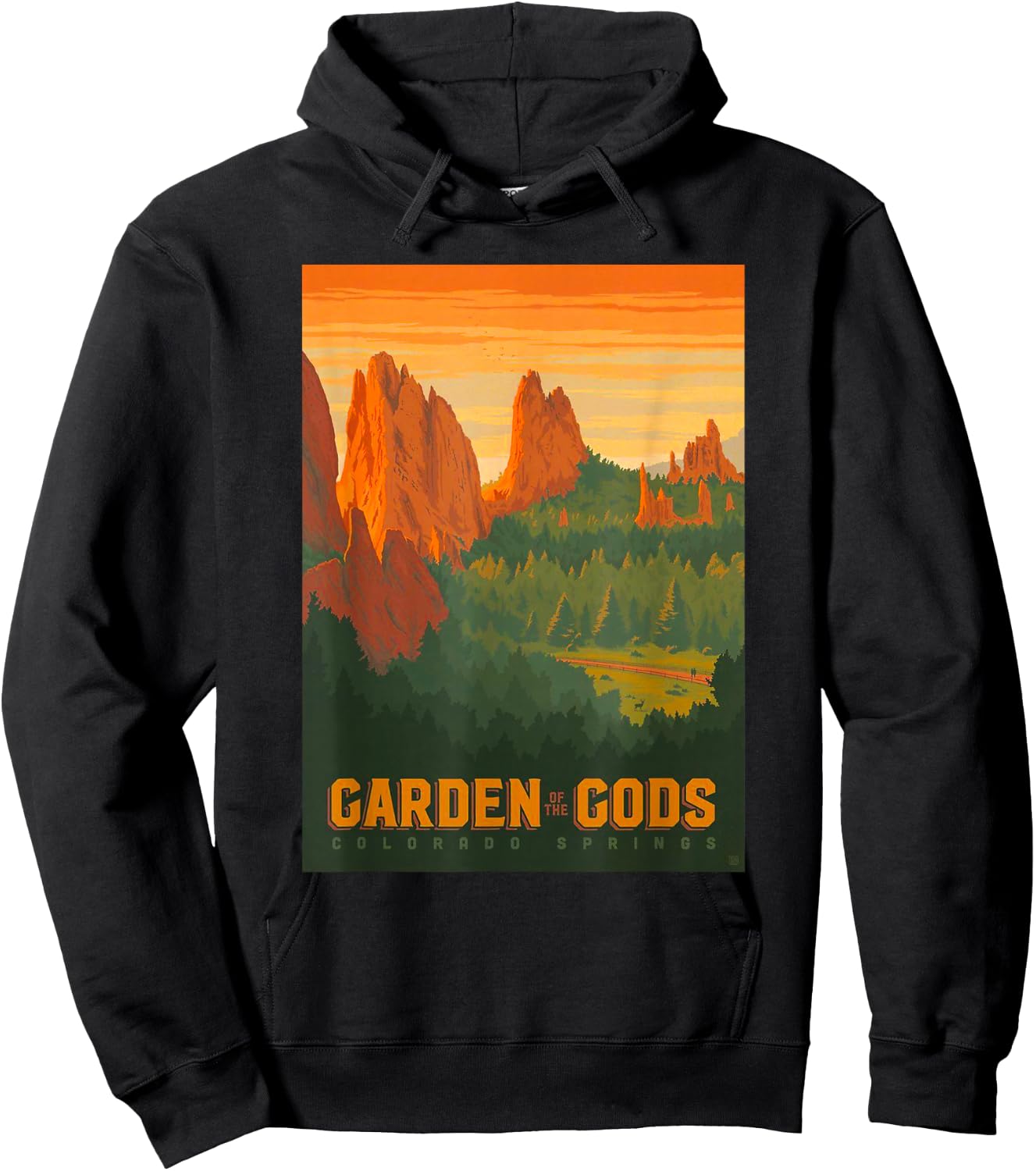 Colorado Springs Garden of The Gods Graphic Design Hoodie - Hoodie | Black