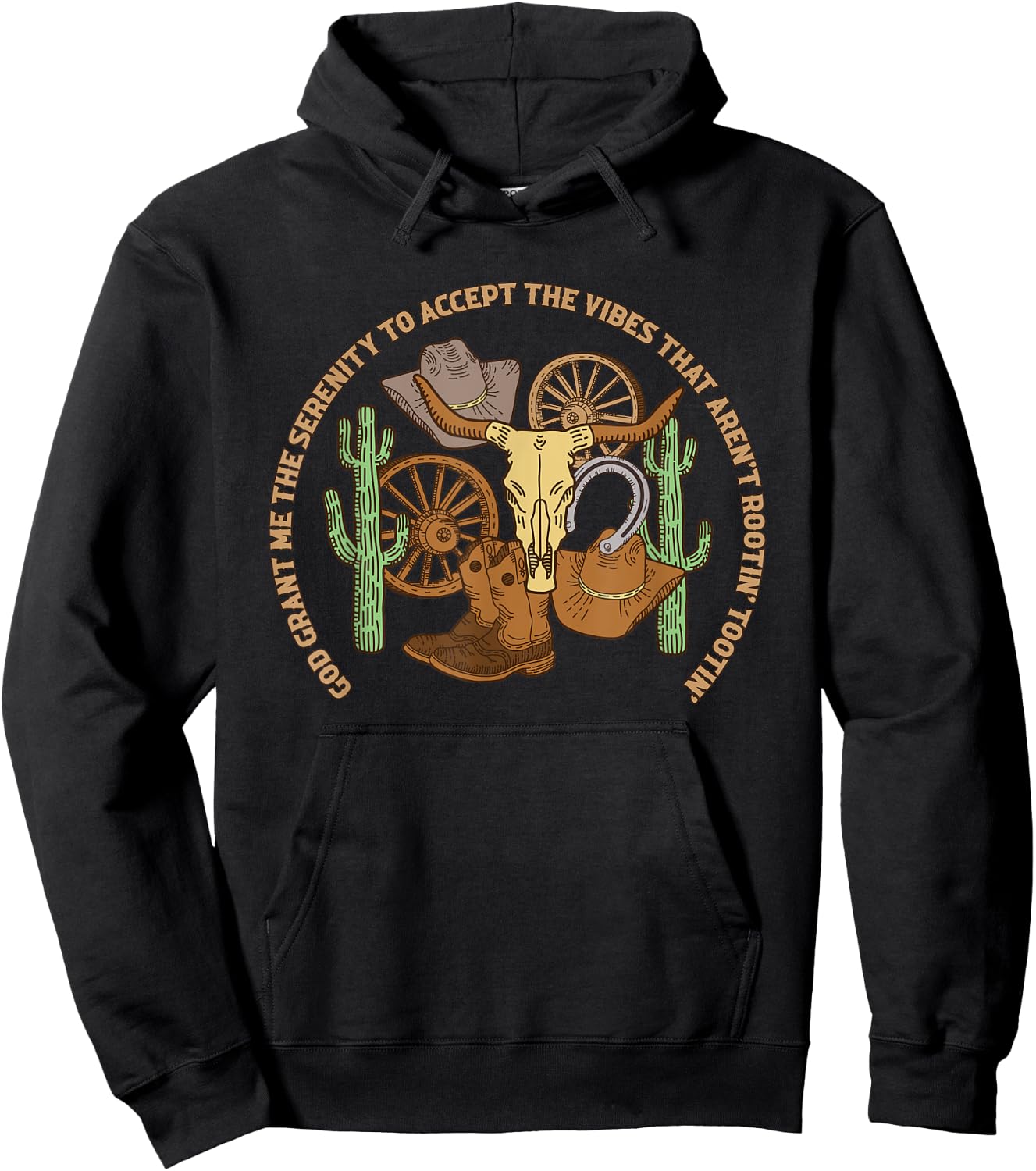 Cowboy Rootin Tootin God Grant Me The Serenity Country Hoodie - Hoodie | Black
