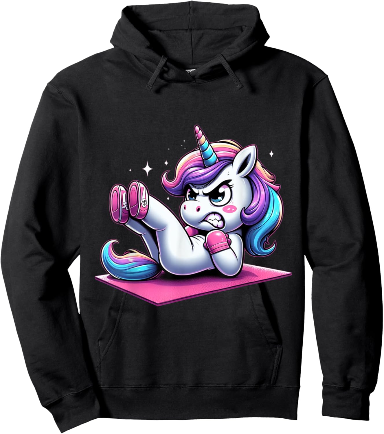 Unicorn Crunches Fitness Gym Boys Girls Men Women Kids Hoodie - Hoodie | Black