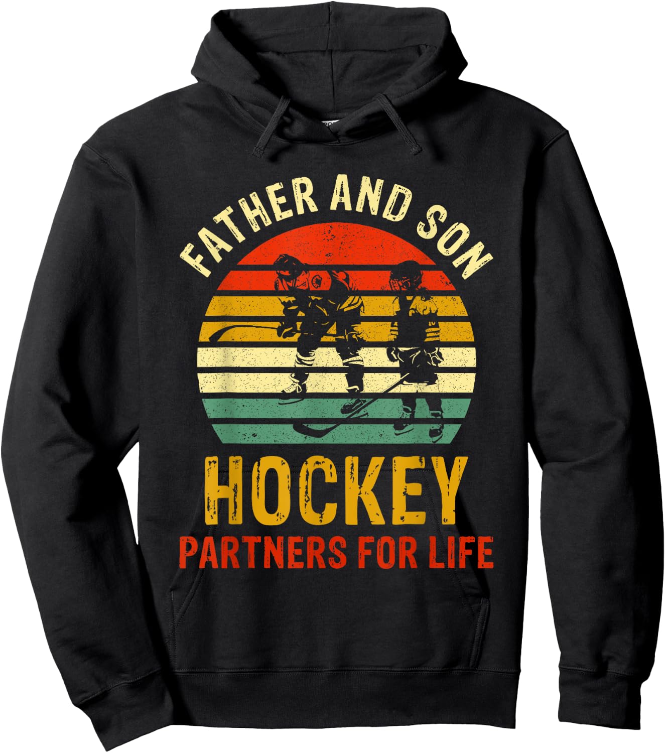 Vintage Dad And Son Hockey Partners For Life Fathers Day Hoodie - Hoodie | Black
