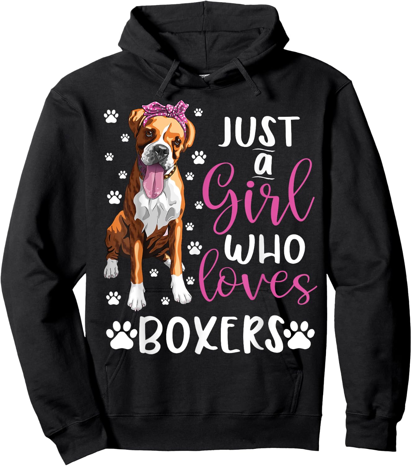Boxer Just A Girl Who Loves Boxers Dogs Lover girls Gift Hoodie - Hoodie | Black