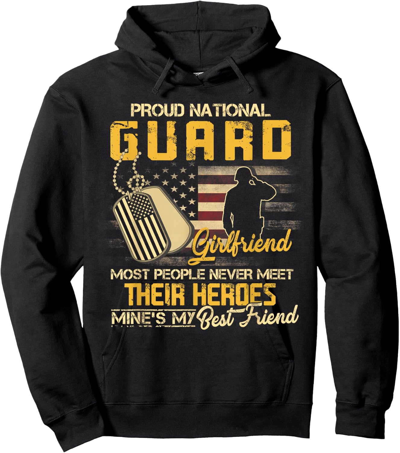 Proud National Guard Girlfriend Military Girlfriend Hoodie - Hoodie | Black