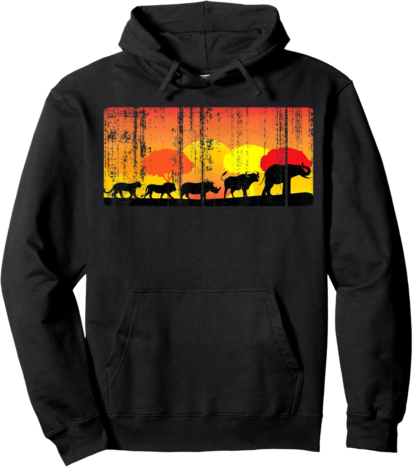 Africa Big Five Animals Distressed | BIG 5 of Africa Hoodie - Hoodie | Black
