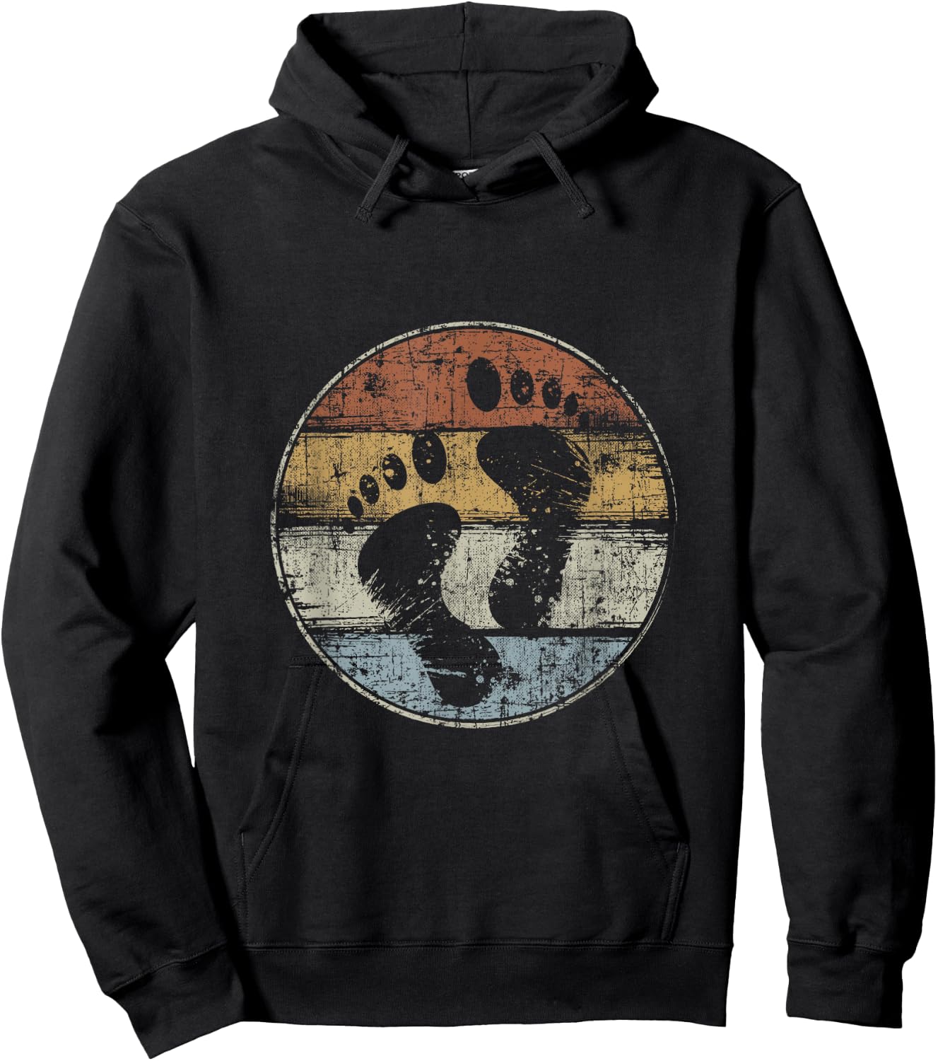 Barefoot Feet Footprint Vintage Hoodie - Hoodie | Black