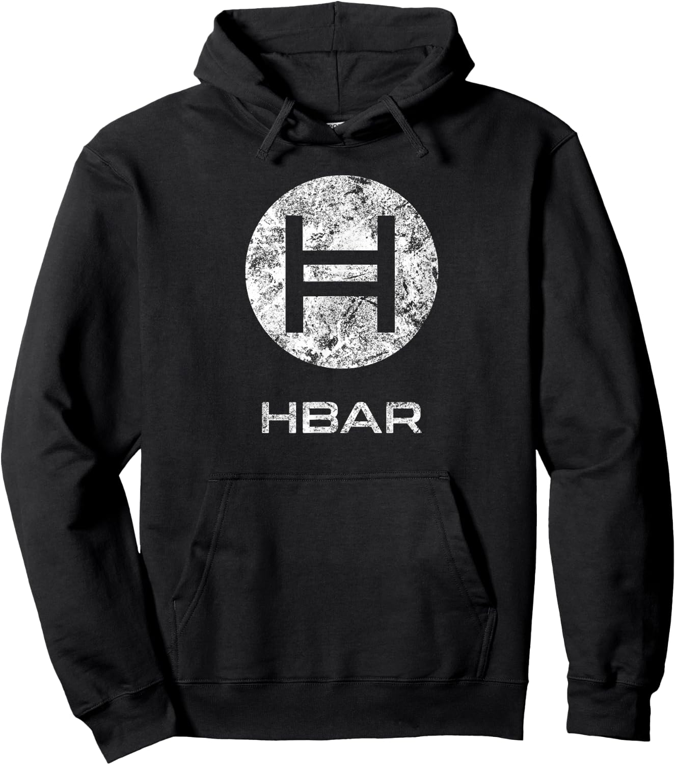 HBAR Crypto Hedera Hashgraph Blockchain Token Distressed Hoodie - Hoodie | Black