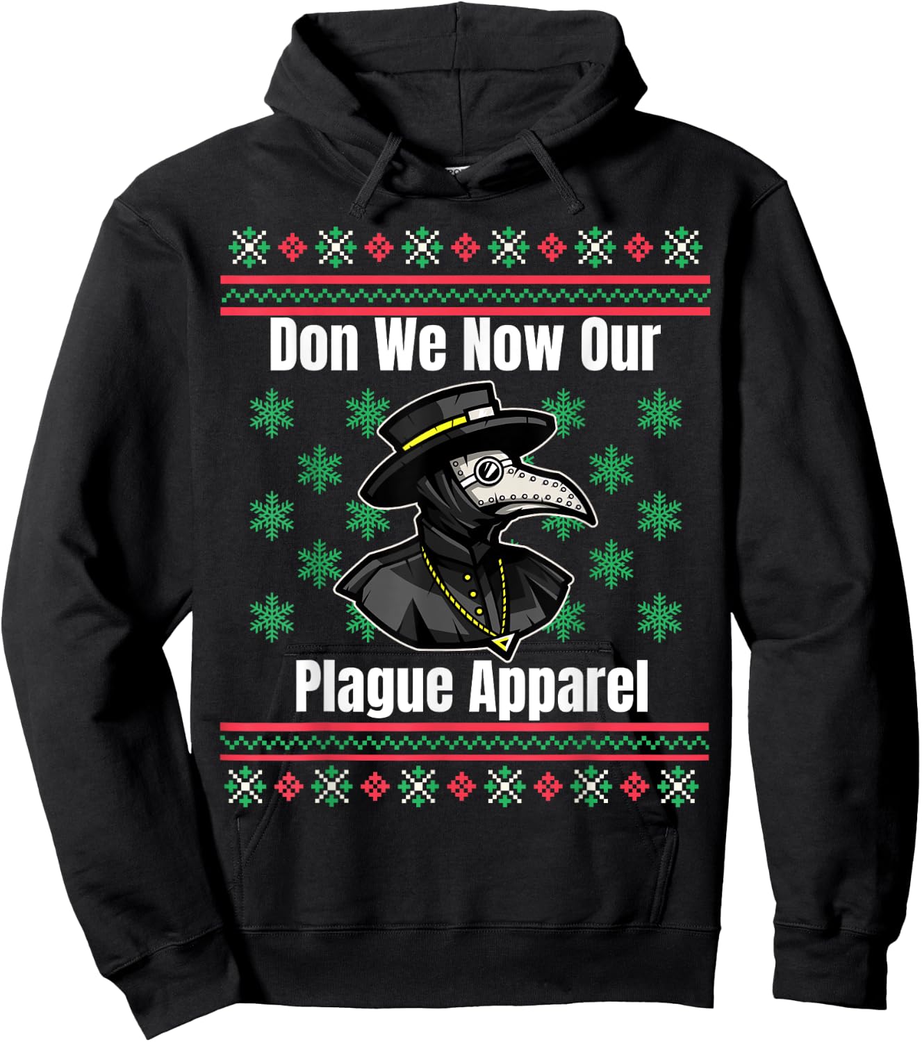 Funny Plague Ugly Christmas Sweater Style Hoodie - Hoodie | Black