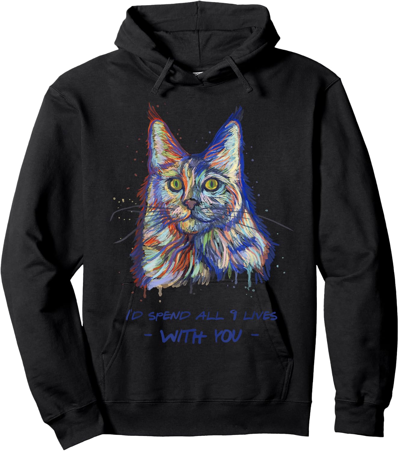 I'd Spend All 9 Lives With You - Cute Maine Coon Cat Women Kids Hoodie - Hoodie | Black