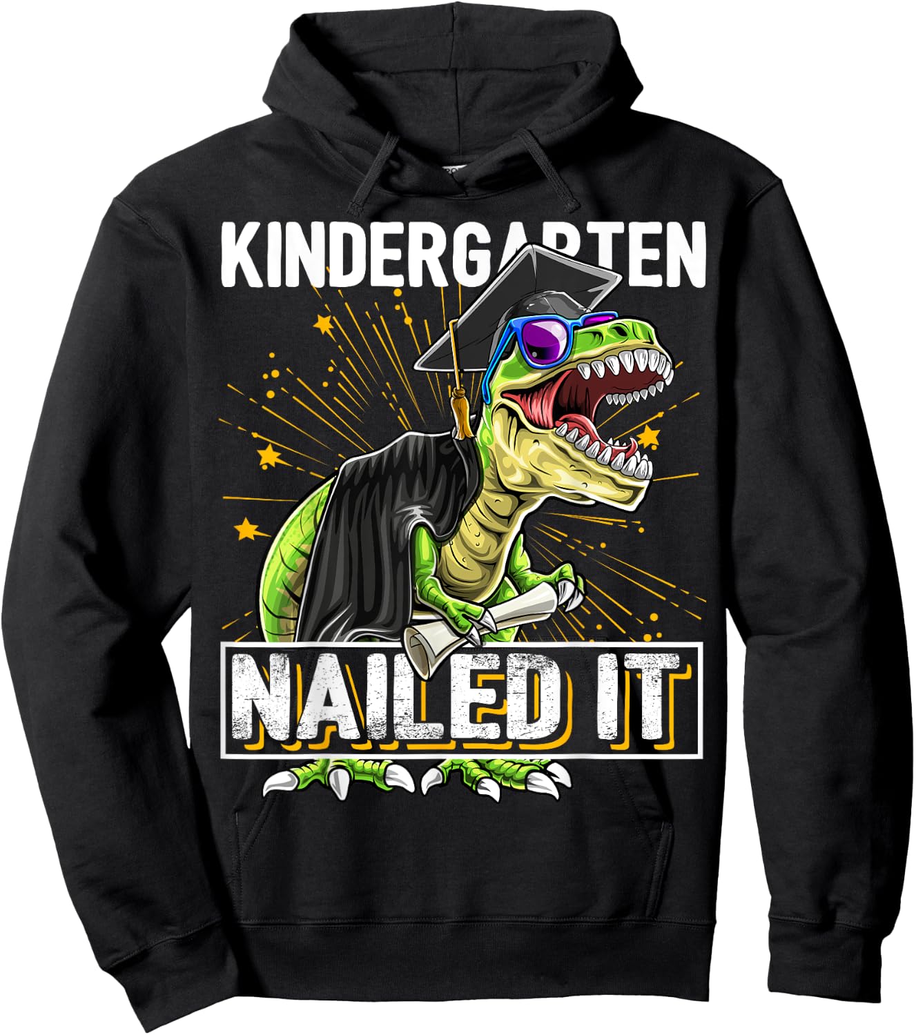 Kindergarten Nailed It T Rex Dinosaur Graduation Cap Gown Hoodie - Hoodie | Black