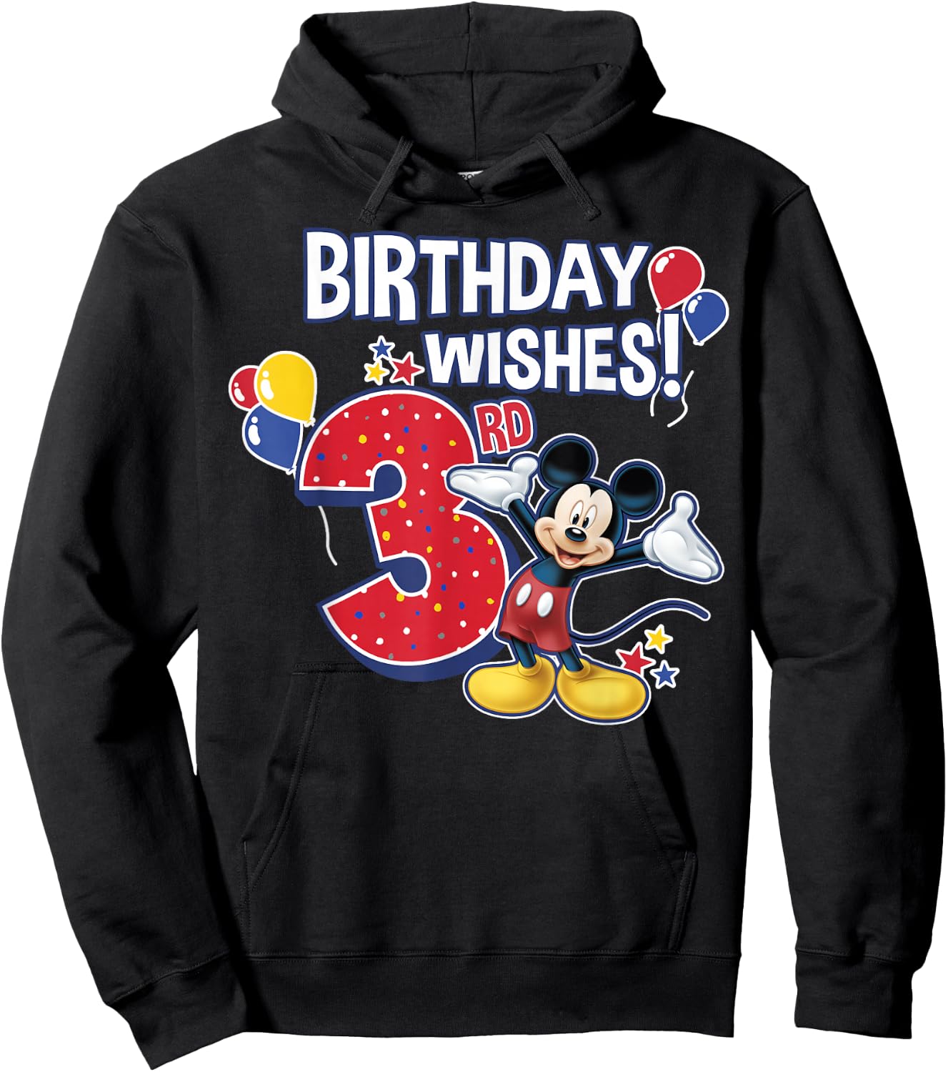 Disney Mickey and Friends Mickey Mouse 3rd Birthday Wishes Small Hoodie - Hoodie | Black