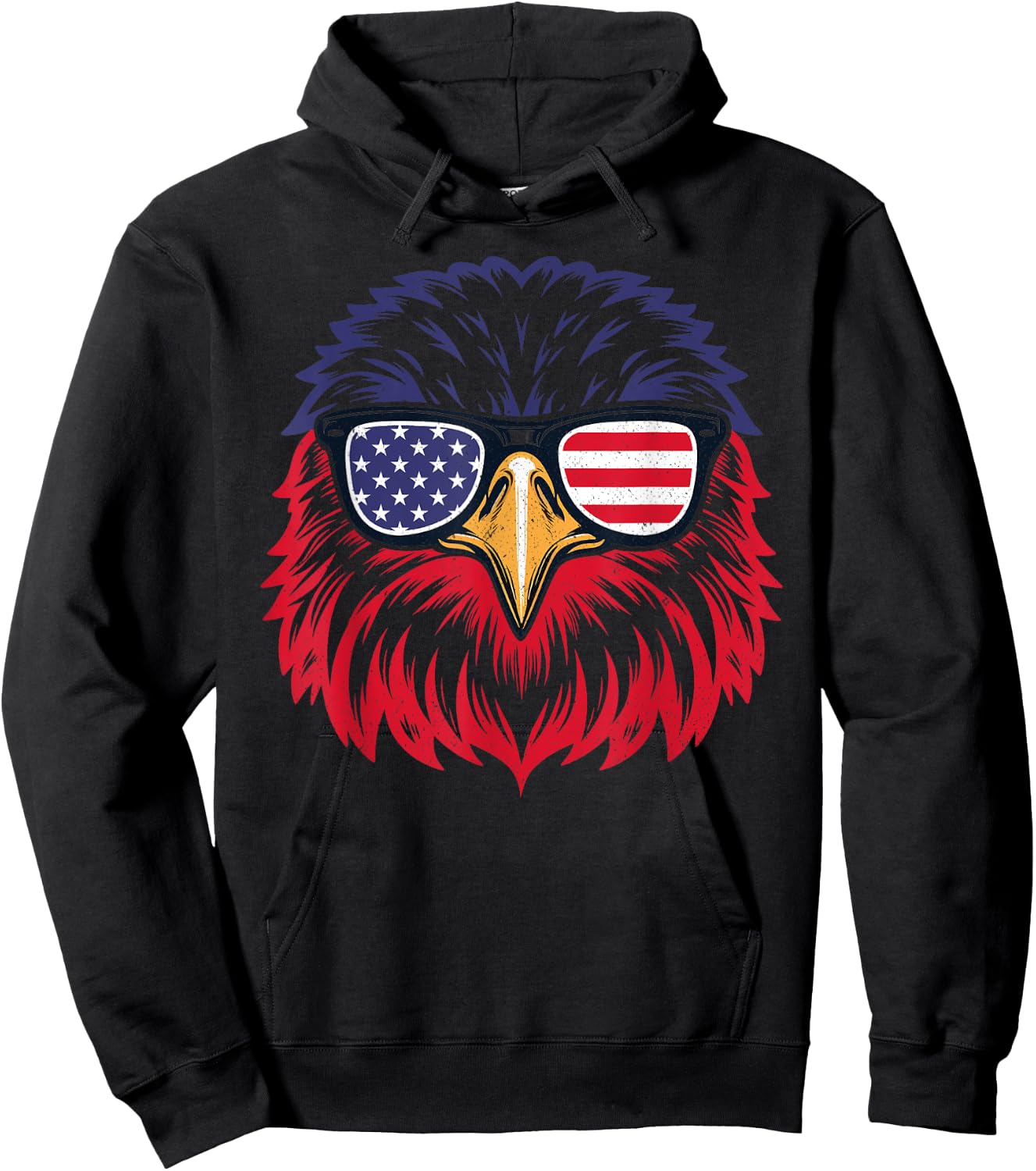 Patriotic Eagle Funny 4th of July US American Flag Men Women Hoodie - Hoodie | Black