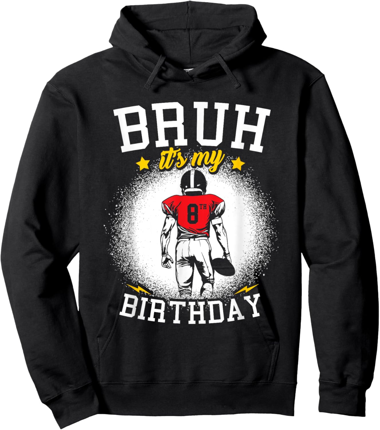 Bruh It's My 8th Birthday 8 Year Old Boy Football Player Hoodie - Hoodie | Black