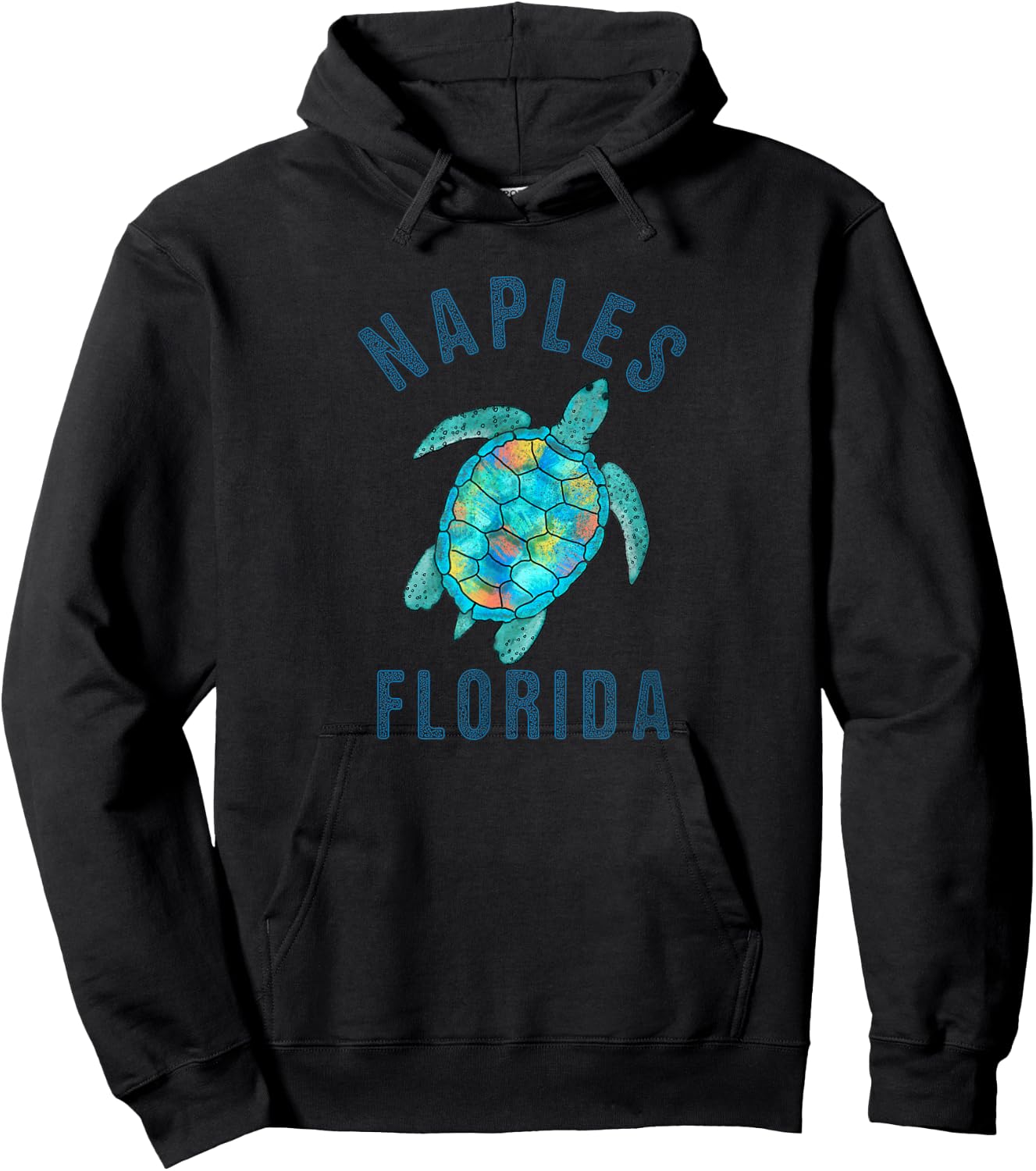 Naples, FL Beach Design / Sea Turtle Illustration Gift Hoodie - Hoodie | Black