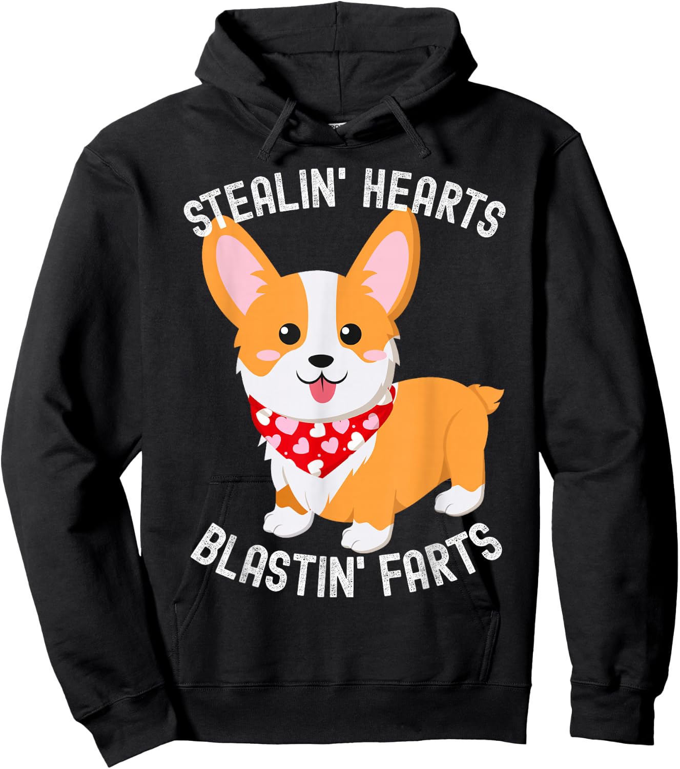Funny Corgi Breakin Hearts Blastin Farts Cute Valentine Dog Women Girls Kids Hoodie - Hoodie | Black