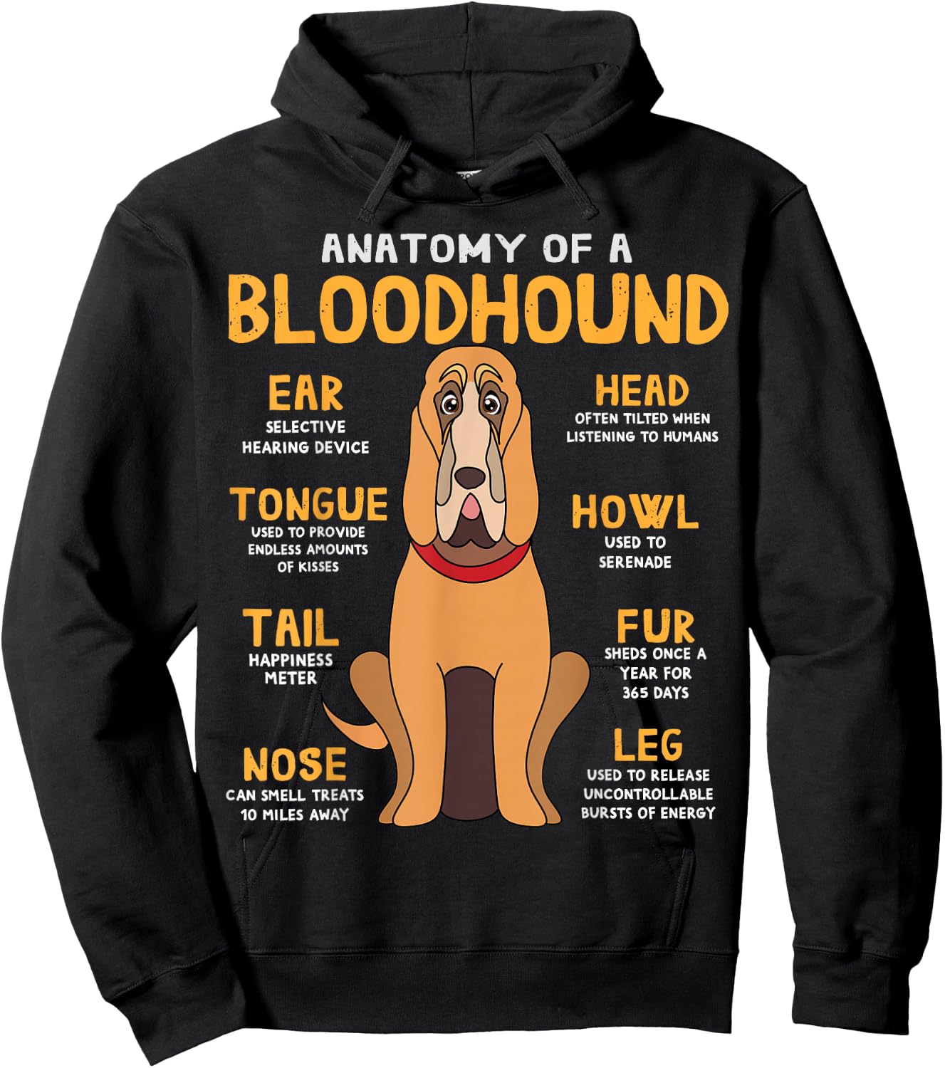 Blood Hound Anatomy Funny Dog Mum Dad Sweet Gift Hoodie - Hoodie | Black