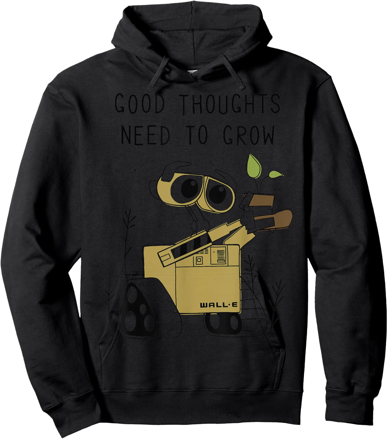 Disney Pixar Wall-E Good Thoughts Need to Grow Line Art Hoodie - Hoodie | Black
