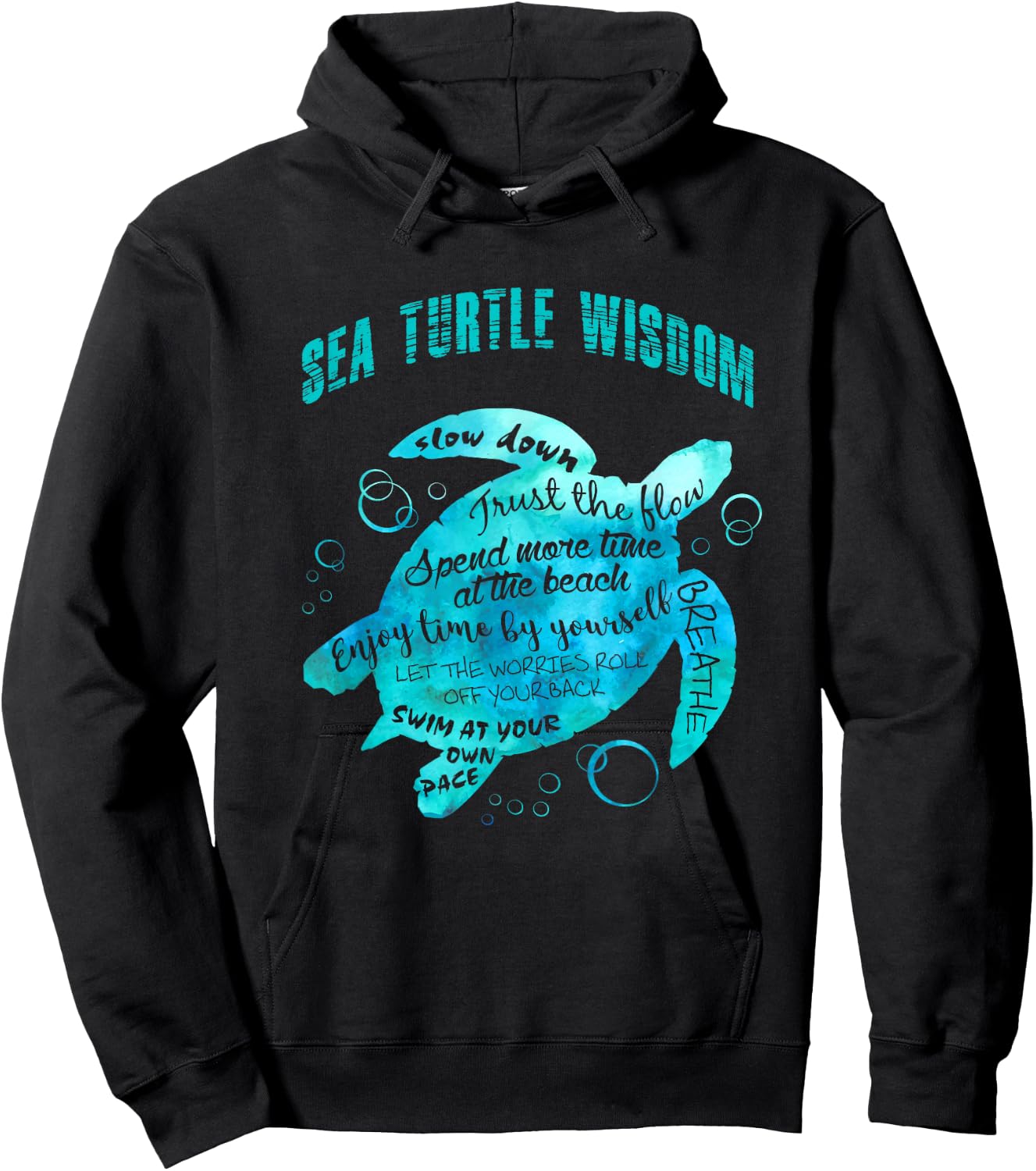 Sea Turtle Wisdom Hawaiian Honu Lovers Slow Down And Breathe Hoodie - Hoodie | Black