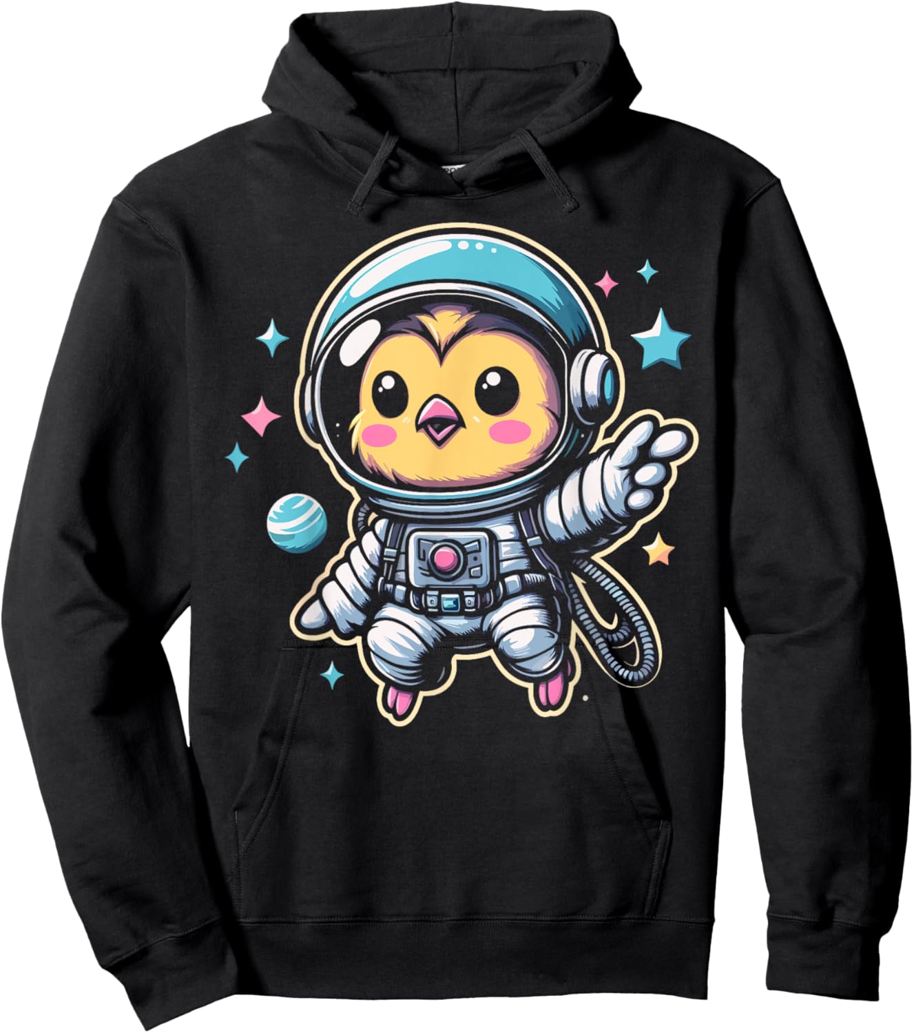 Chicken Astronaut Space Galaxy Farm Animal Poultry Lover Hoodie - Hoodie | Black