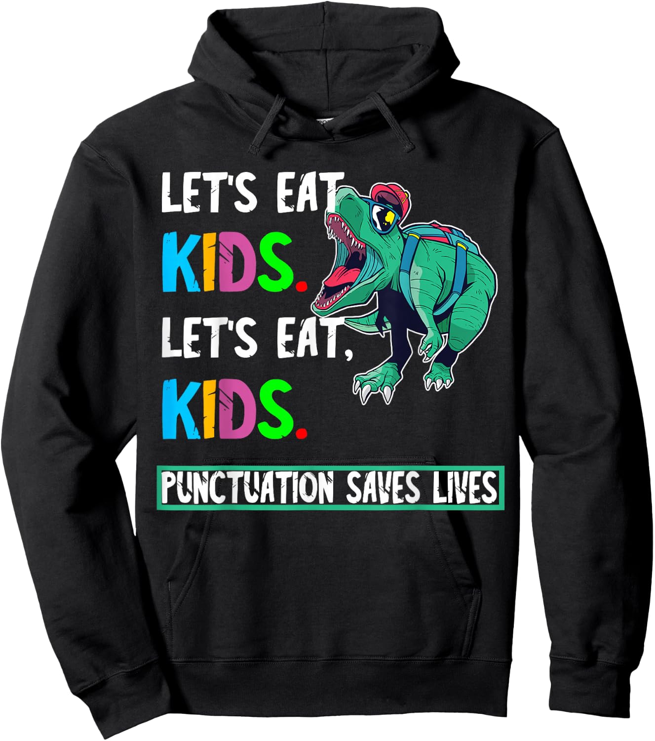 Grammar Dinosaur English Lessons Funny Student Hoodie - Hoodie | Black