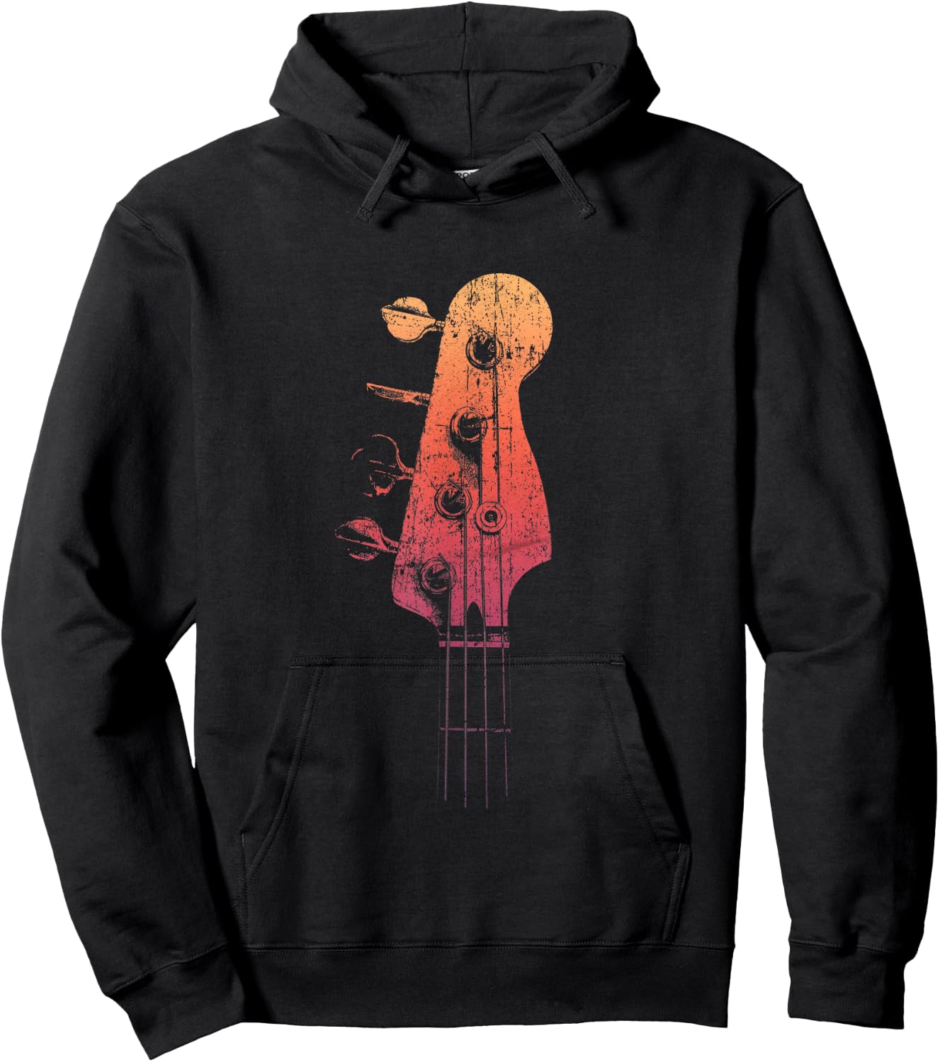 Bass Guitar Retro Headstock for Bassist and Bass Player Hoodie - Hoodie | Black
