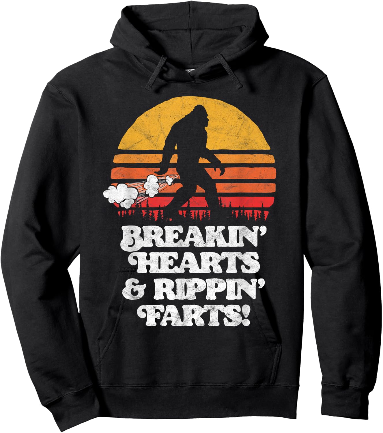 Sasquatch Breakin Hearts & Rippin Farts! Funny Bigfoot Sun Hoodie - Hoodie | Black