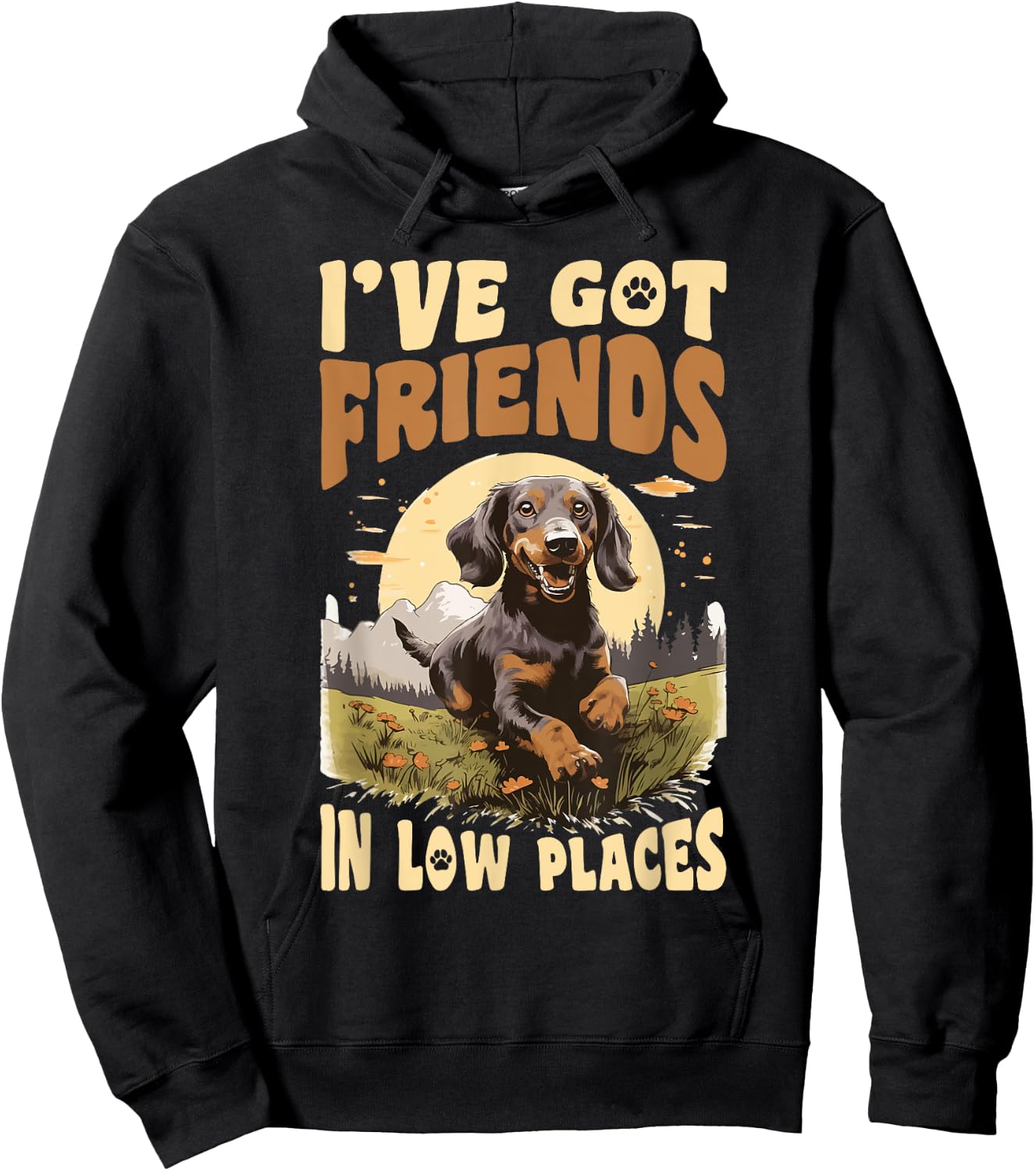 Dachshund wiener sausage dog I've Got Friends In Low Places Hoodie - Hoodie | Black