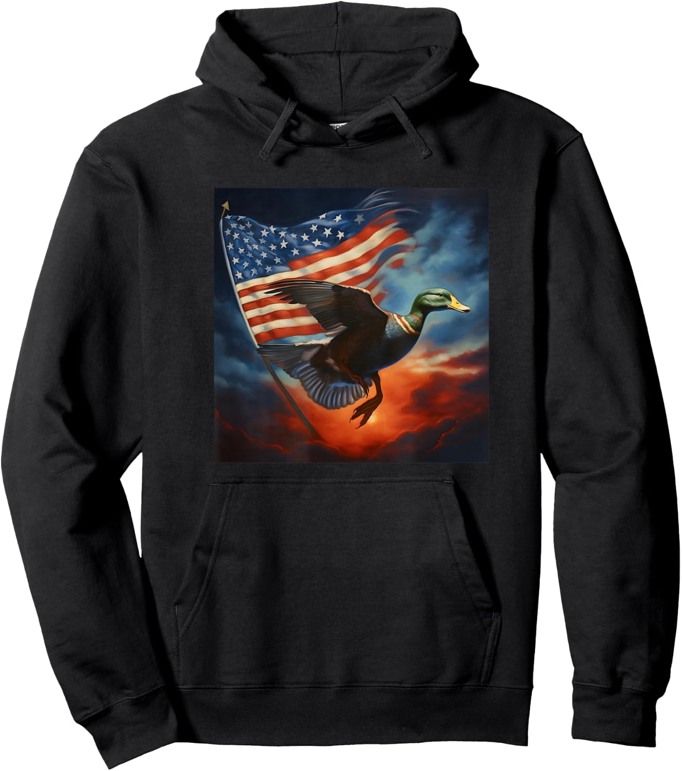 Duck Hunter American Flag Waterfowl Starry Night Men Hoodie - Hoodie | Black