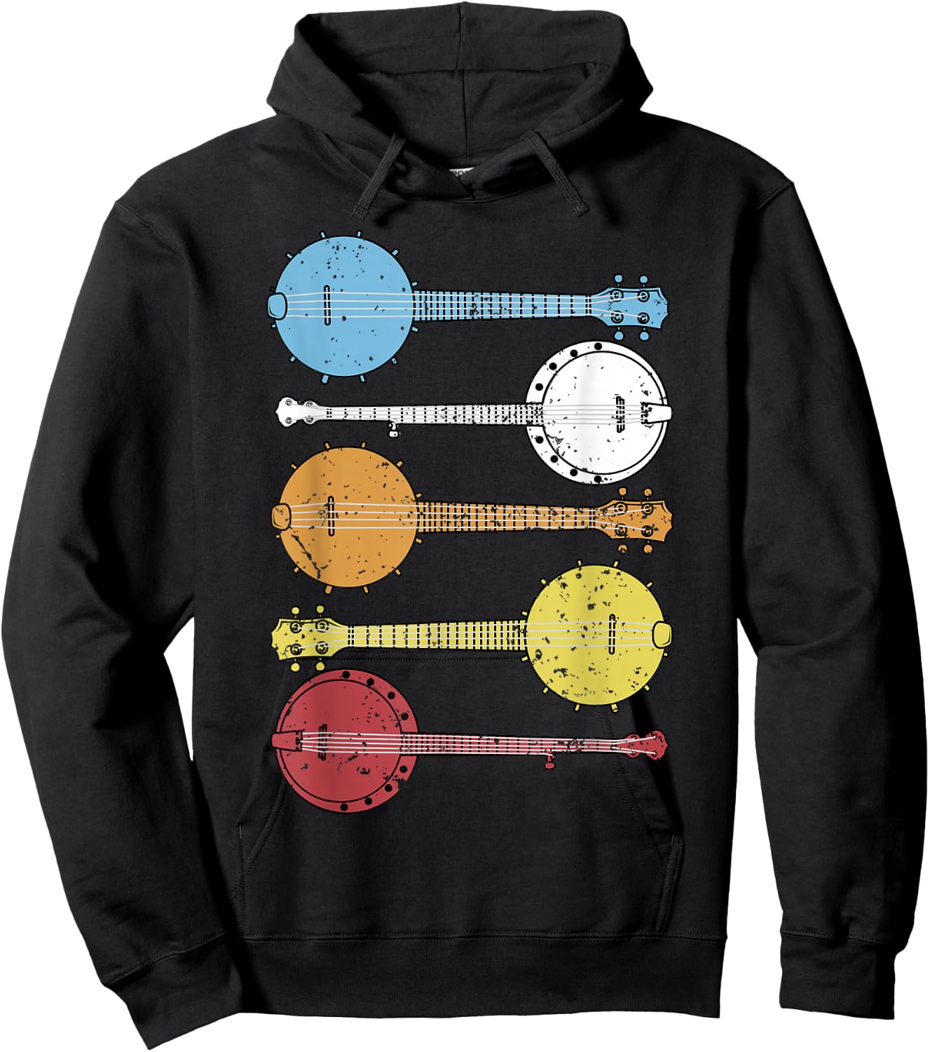 Vintage Banjo Shirt Retro Banjo Gift Country Music Bluegrass Hoodie - Hoodie | Black