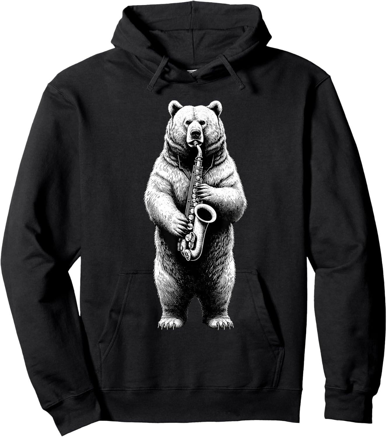 Bear Saxophone Marching Band Jazz Saxophonist Hoodie - Hoodie | Black
