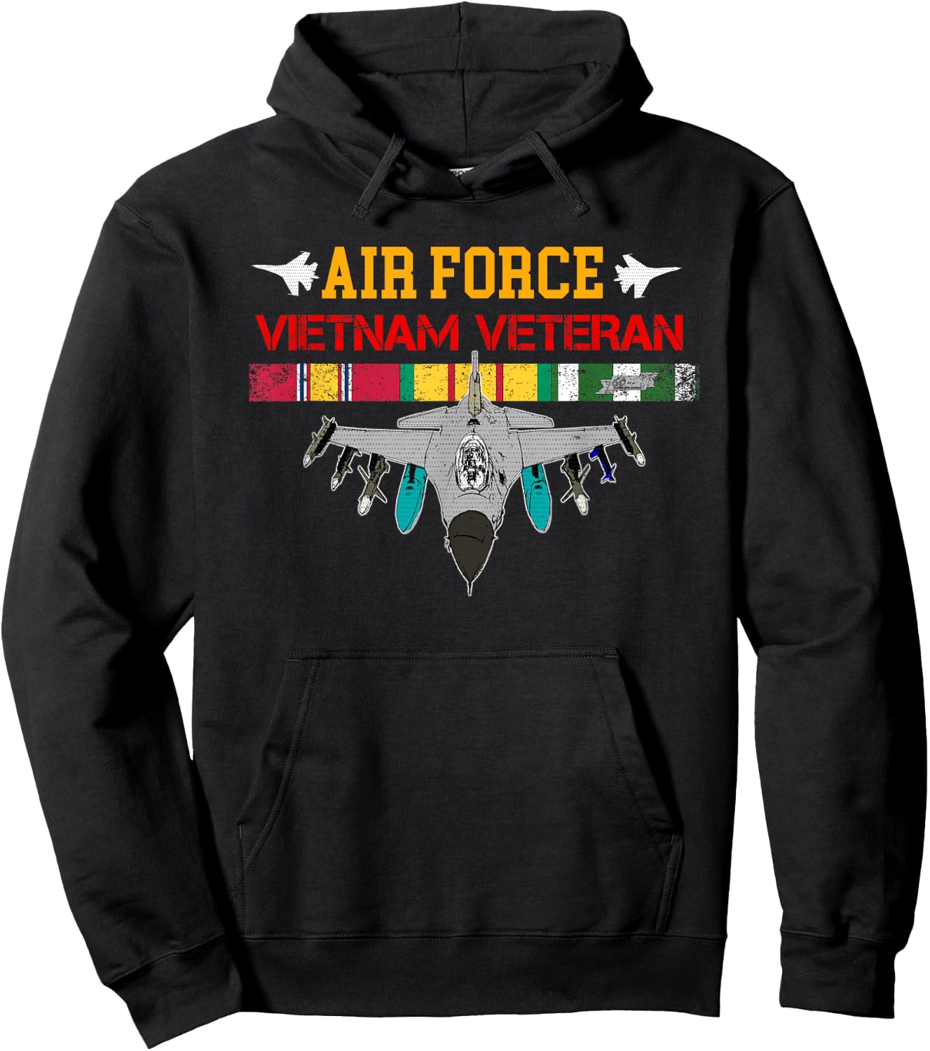 US Air Force Vietnam Veteran, USAF Veteran, USA Flag Hoodie - Hoodie | Black