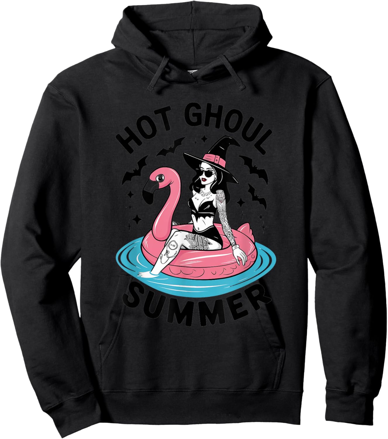 Hot Ghoul Summer Funny Witch Gothic Spooky Retro Halloween Hoodie - Hoodie | Black