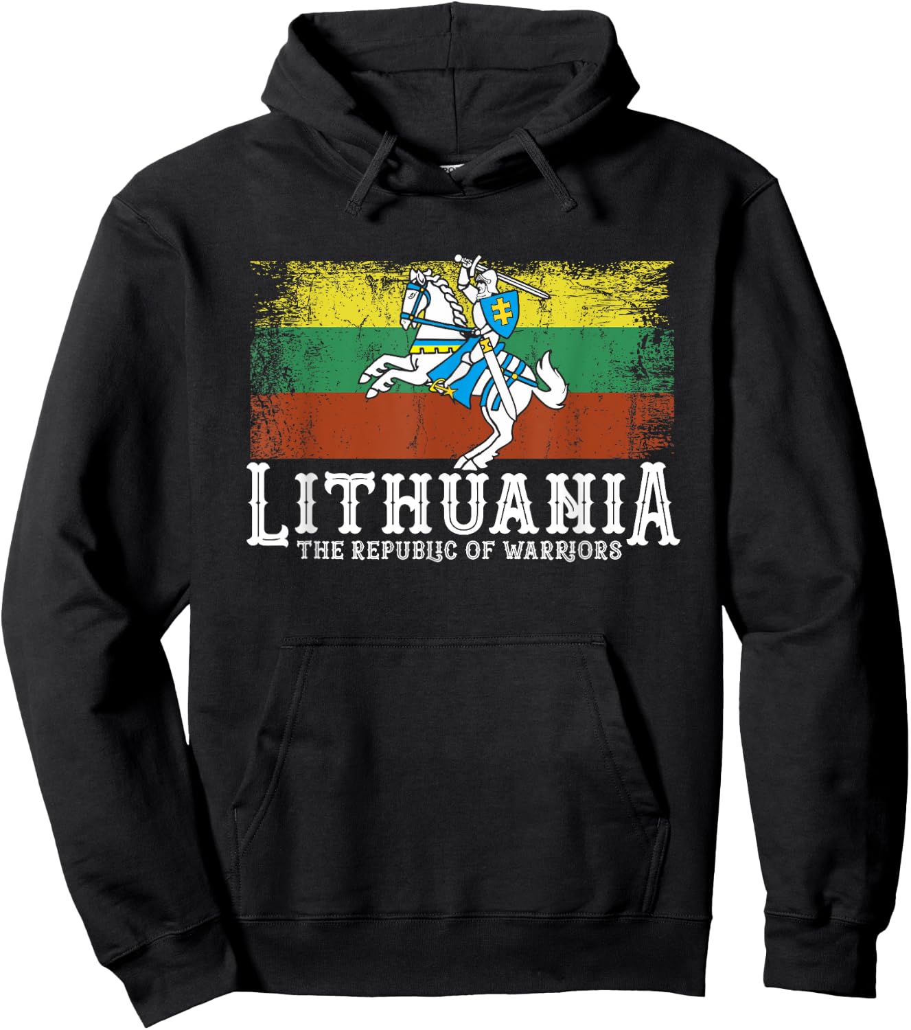 Lithuanian Flag White Knight Symbols Of Lithuania Patriotic Hoodie - Hoodie | Black